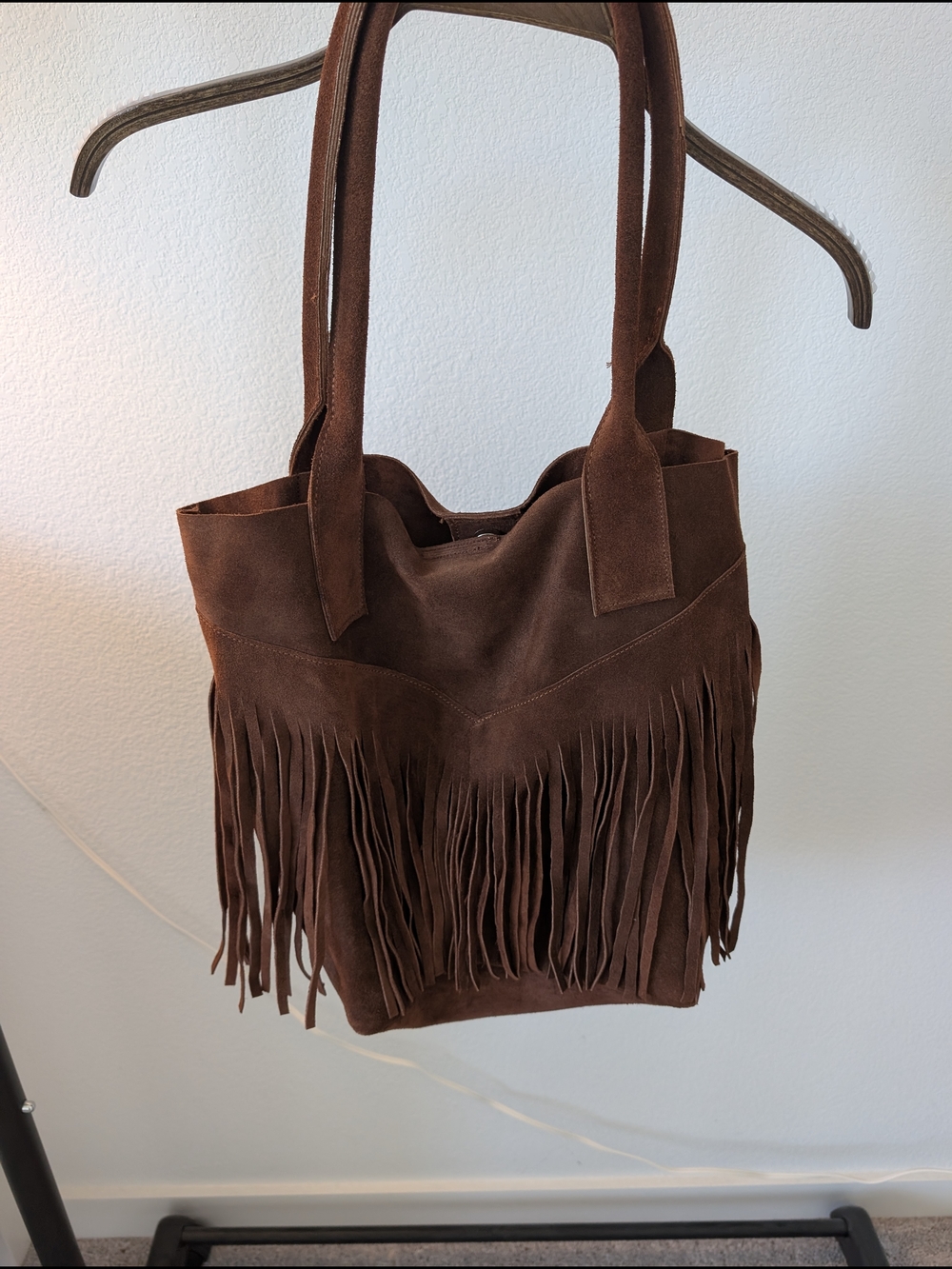 Brown Suede Fringe Tote Bag - Women